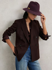Women Wool Fedora Hat in Burgundy