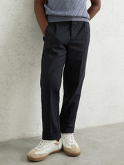 Children & Baby 3-9 yrs Relaxed-Fit Pleated Tapered Trousers in Navy