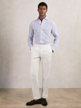 Men Slim Fit Lyocell Linen Suit Trousers in White