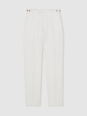 Men Slim Fit Lyocell Linen Suit Trousers in White