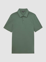 Men Cotton Short-Sleeve Polo Shirt in Kale Green
