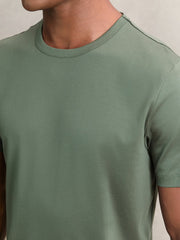 Men Airwater-Cotton Crew-Neck T-Shirt in Kale Green