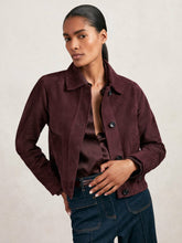 Women Suede Button Through Jacket in Burgundy