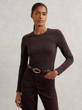 Women Cotton Crew-Neck Long-Sleeve T-Shirt With Stretch in Plum Purple