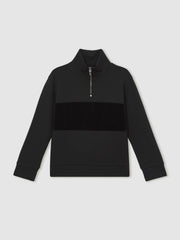Children & Baby 9-13 yrs Interlock Velour-Panel Zip Sweatshirt in Black