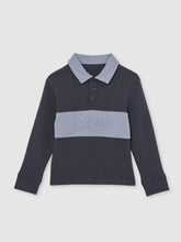 Children & Baby 13-14 yrs Cotton Logo-Embroidery Rugby Polo Shirt in Airforce Blue/Navy Blue