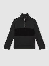 Children & Baby 13-14 yrs Slim Fit Half-Zip Funnel Neck Velour Sweatshirt in Black