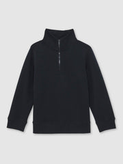 Children & Baby 9-13 yrs Textured Half-Zip Sweatshirt with Cotton in Navy