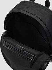Men Woven Zipped Backpack in Black