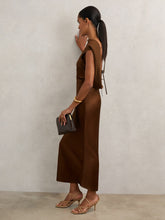 Women Petite Back Detail Midi Dress in Bronze