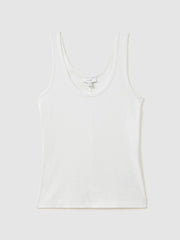Women Stretch-Cotton Ribbed Vest in White