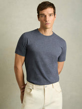 Men Cotton Crew Neck T-Shirt in Airforce Blue Melange