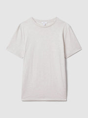 Men Cotton Crew Neck T-Shirt in Wheat Melange