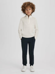 Children & Baby 3-9 yrs Wool Half-Zip Funnel Neck Jumper in Snow