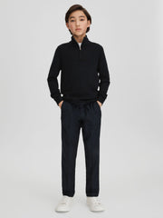 Children & Baby 3-9 yrs Wool Half-Zip Funnel Neck Jumper in Navy