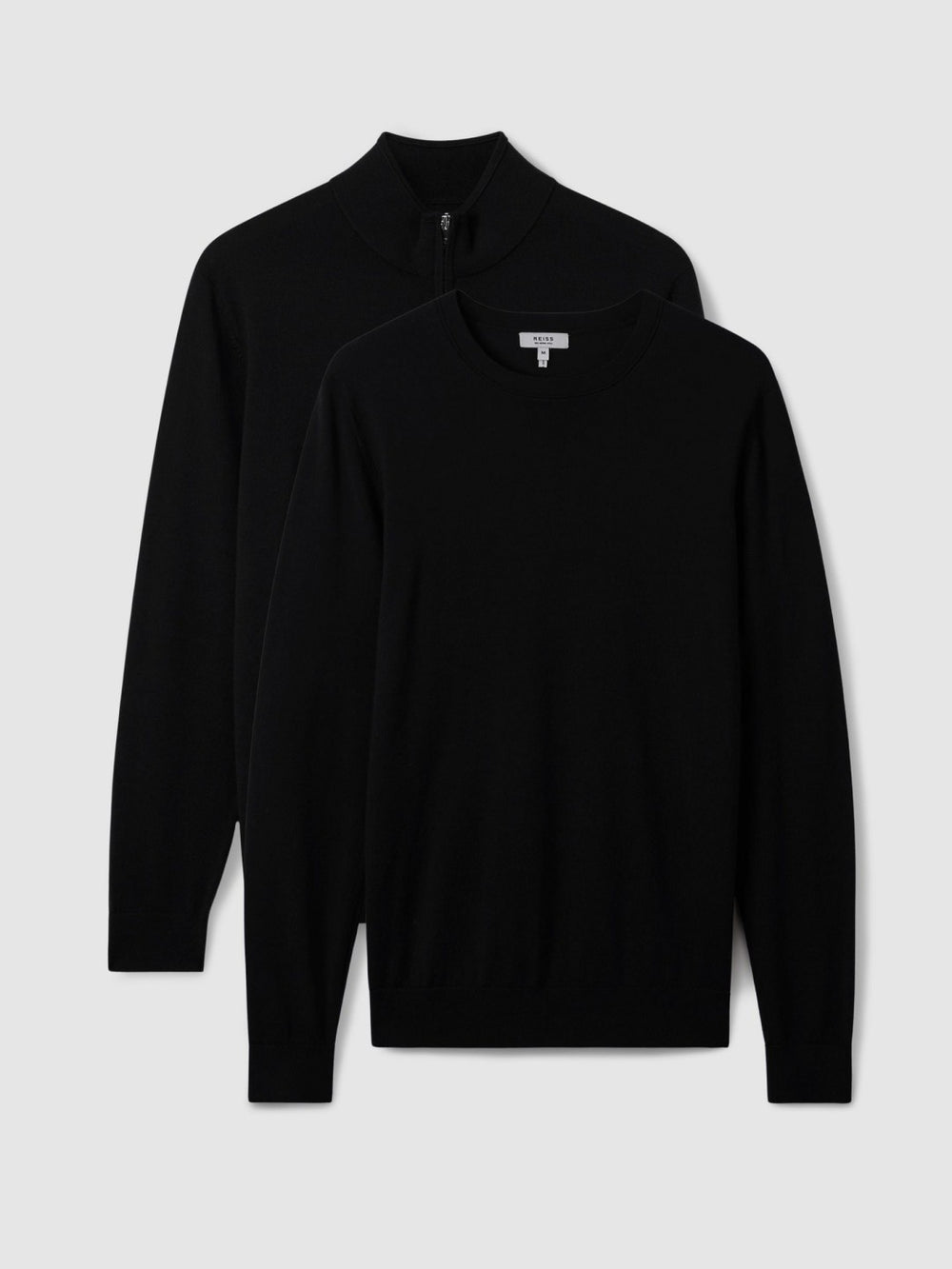 Men Pack of Two Merino Wool Jumpers in Black