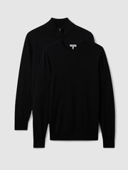 Men Pack of Two Merino Wool Jumpers in Black