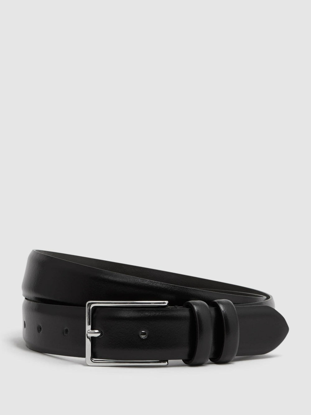 Men Smooth Leather Belt in Black