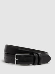 Men Smooth Leather Belt in Black