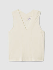 Women V-Neck Shell Top in Ivory