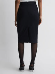 Women Tailored Pencil Skirt in Navy