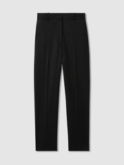 Women Petite Wool Blend Tapered Suit Trousers in Black