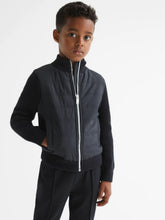 Children & Baby Junior Hybrid Zip Through Quilted Jacket in Navy
