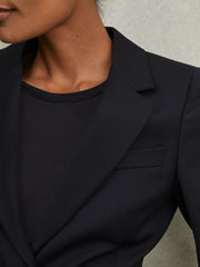 Women Petite Single Breasted Suit Blazer in Navy