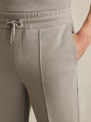 Men Drawstring Jersey Joggers in Taupe
