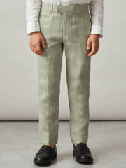 Children & Baby 9-13 yrs Slim Fit Linen Adjustable Trousers in Apple