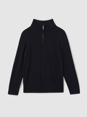 Children & Baby 9-13 yrs Merino Wool Half-Zip Funnel Neck Jumper in Navy