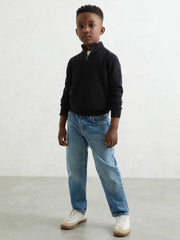Children & Baby 3-9 yrs Merino Wool Half-Zip Funnel Neck Jumper in Navy
