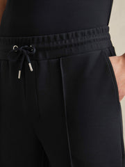 Men Drawstring Jersey Joggers in Navy Blue