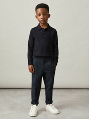 Children & Baby 9-14 yrs Merino Wool Polo Shirt in Navy