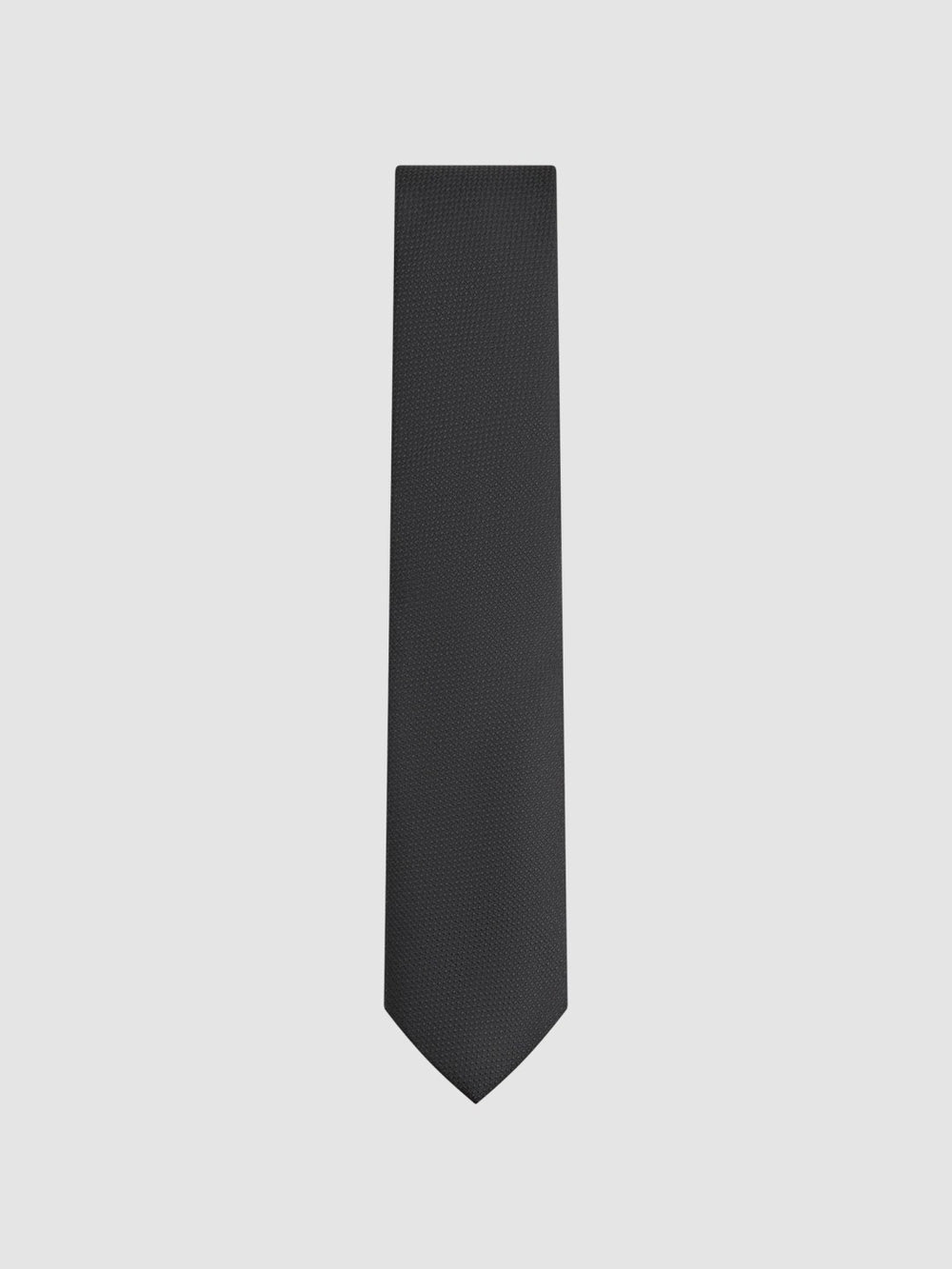 Men Textured Silk Blend Tie in Black