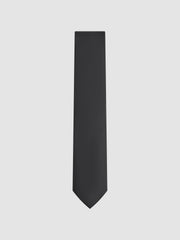 Men Textured Silk Blend Tie in Black