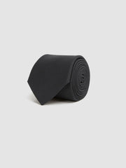 Men Textured Silk Blend Tie in Black