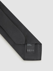 Men Textured Silk Blend Tie in Black