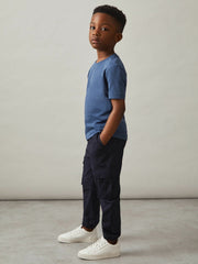 Children & Baby 9-14 yrs Technical Drawstring Cuffed Cargo Trousers in Navy