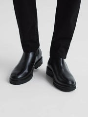 Men Leather Chelsea Boots in Black