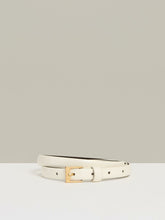 Women Thin Leather Belt in Off White