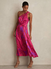 Women Paisley-Print One-Shoulder Midi Dress in Pink