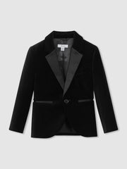 Children & Baby 13-14 yrs Single Breasted Velvet Blazer in Black