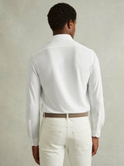 Men Modal Blend Cutaway Collar Shirt in White