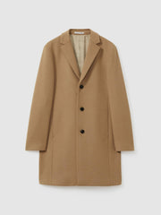Men Wool Blend Single Breasted Epsom Overcoat in Camel