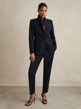 Women Petite Slim Fit Suit Trousers in Navy