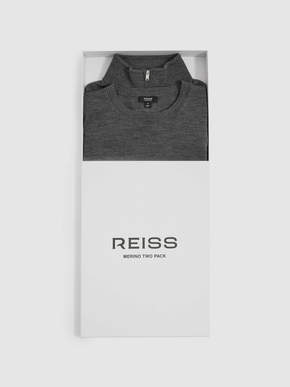 Men Pack of Two Merino Wool Jumpers in Derby Grey Marl