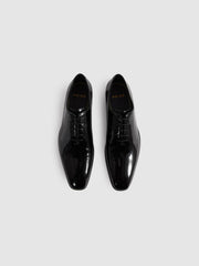 Men Patent Leather Lace-Up Shoes in Black