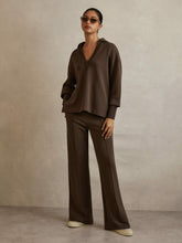 Women Interlock Wide-Leg Joggers in Chocolate
