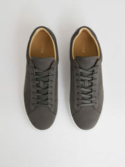Men Nubuck Leather Low-Top Trainers in Grey